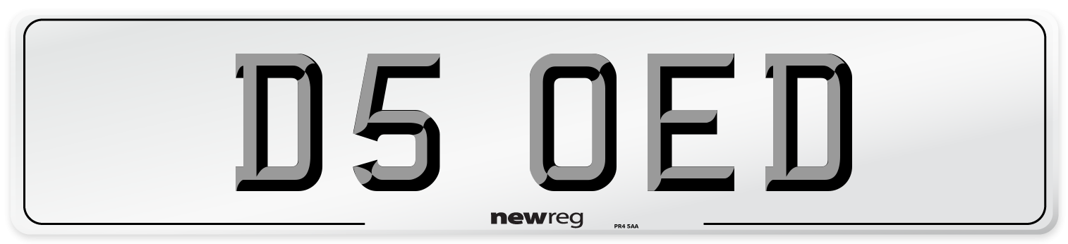 D5 OED Number Plate from New Reg
